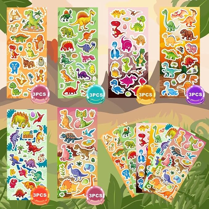 36 Sheets Dinosaur Stickers for Kids, 600+ Cute Dino Stickers | Dinosaur Stickers for Scrapbooking, Teachers Rewards, Goodie Bag Stuffers, Birthday Prizes