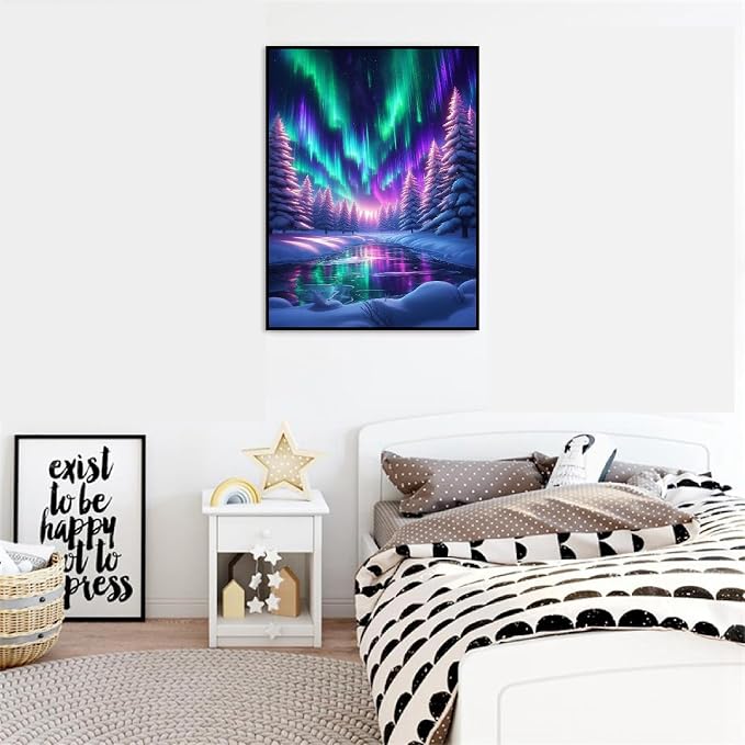 TCDZMYGS Aurora Paint by Numbers Kit for Adults Beginner,Landscape Adult Paint by Number Kits on Canvas Without Frame,DIY Acrylic Oil Painting by Numbers Kits for Home Wall Decor 12x16 inch