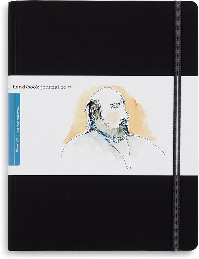 Travelogue Drawing Book, Grand Portrait 10-1/2 x 8-1/4, Ivory Black Artist Journal