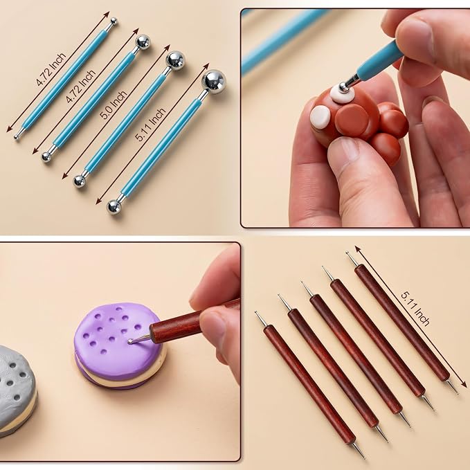 Amrules 27 Pcs Polymer Clay Sculpting Tools Kit for Adults, Red | Multi-Functional for Carving, Dotting & Molding, Ideal for Art Class & Pottery Studio, Comes with Zipper Storage Bag