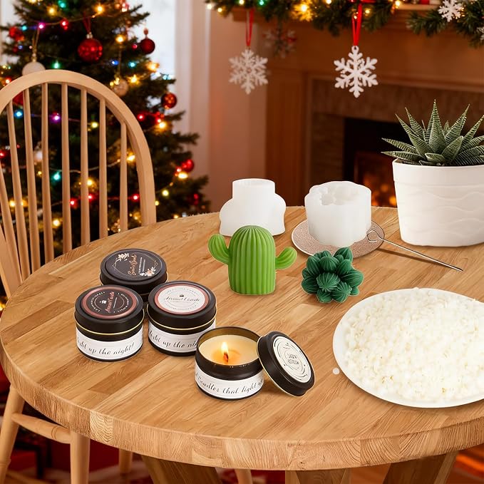 Complete Soy and Beeswax Candle Making Kit for Adults with Wax Melter | Wax Melt Making Kit Includes 2lb Soy Wax, 1lb Beeswax, 12 Candle Jars, Candle Moulds
