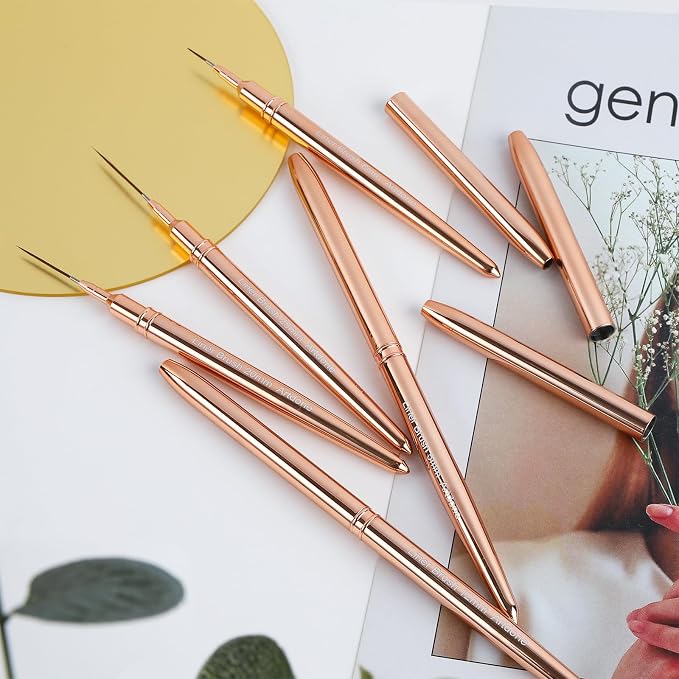 Artdone Metallic Nail Art Pens, Liner Brushes Set, 5PCS Gold Nail Tools