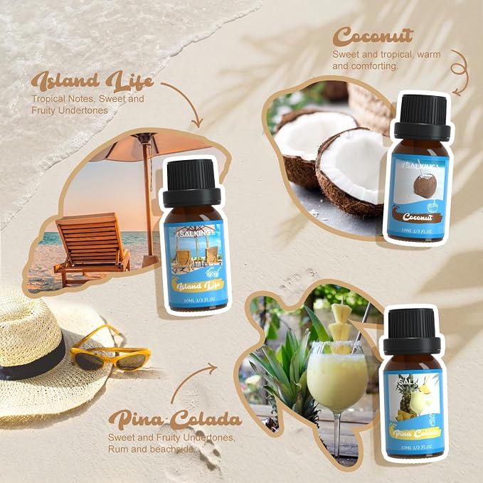 SALKING Surf & Sand Fragrance Oils, Premium Essential Oil Set for Diffuser
