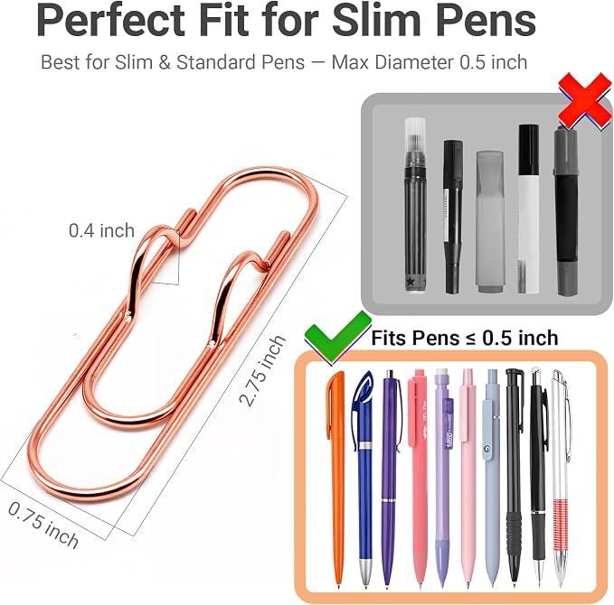Paper Clip Pen Holder, Fits Notebooks, Journals & Planners, 6 Pack