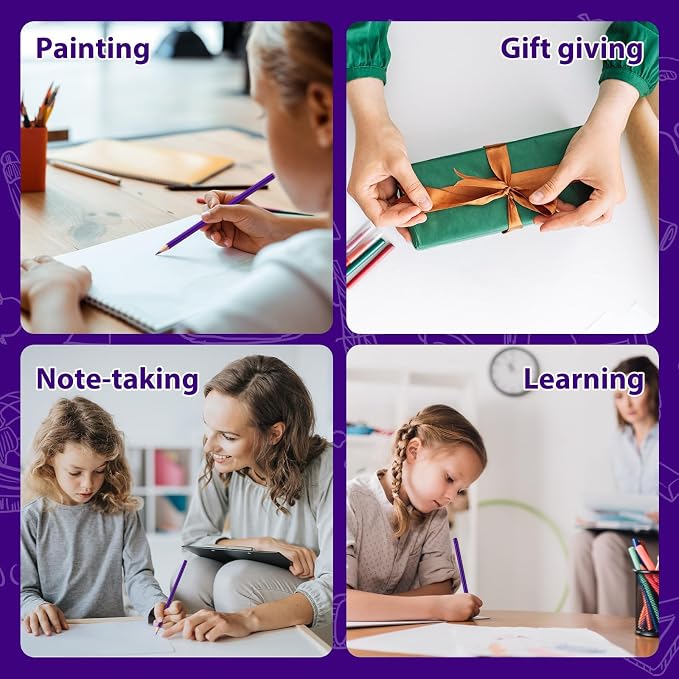 12 Pack Purple Colored Pencils for Kids, Pre-sharpened Art Pencils Back to School Supplies Set, Drawing Sketching Pencils for Students, Teachers, Classroom
