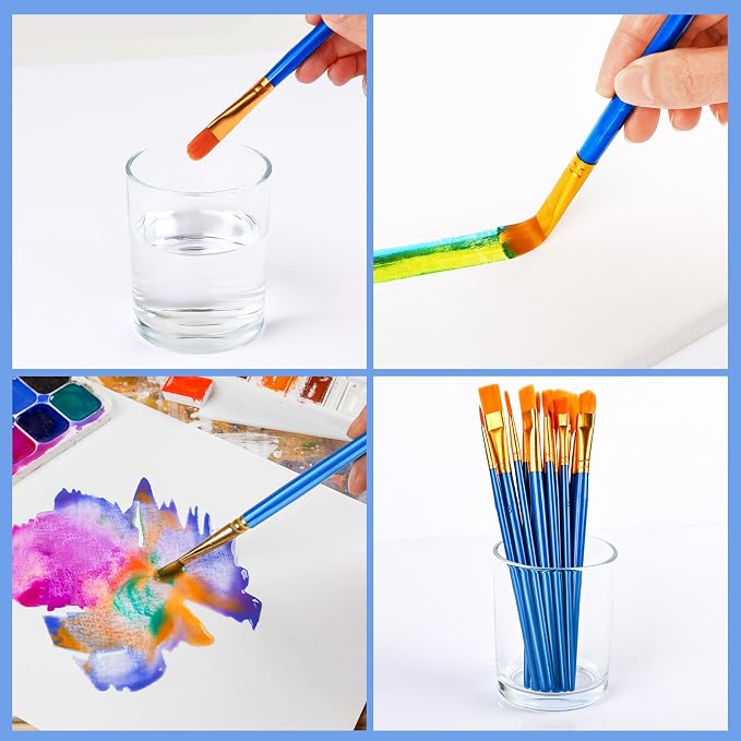 ESRICH Paint Brushes, 40Pack 480pcs Paint Brush for Acrylic Painting | Artist Paintbrushes for Watercolor Oil Rock Face Painting, Paint Brush for Kids Adult Arts Painting Brush Kits.
