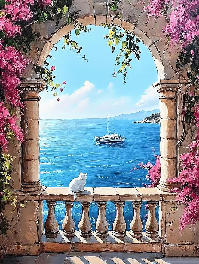 ZRIZQ Landscape Paint by Numbers Kits for Adults Beginner,Scenery,16x20 | Full set with wooden brushes,rolled canvas,rich paints.Calming activity.Beginner friendly.Just open and paint.