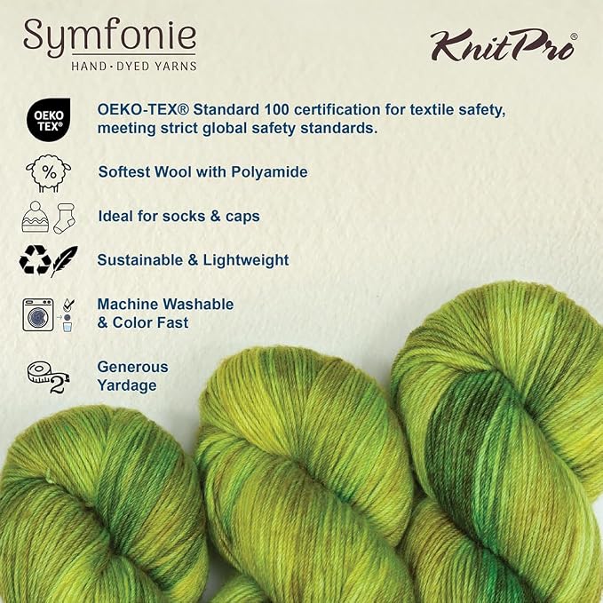 KnitPro Symfonie Fingering Weight Merino Wool Yarn 100g, Macha
