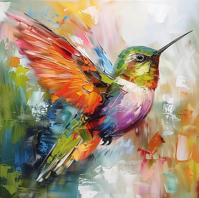 BYGFHLYW Animal Hummingbird Paint by Numbers Kit for Adults Beginners | Adult Paint by Number Kits On Canvas, DIY Acrylic Oil Number Painting Kits, Color by Number for Home Wall Decor 16x16Inch
