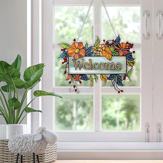 SKRYUIE Flower Hanging Pearl Diamond Art Kits for Adults Suncatcher A15