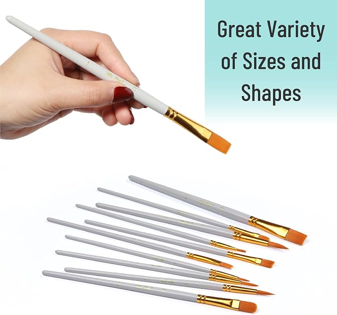 Mr. Pen- Acrylic Paint Brushes Set, 10 Pack, Round & Pointed Tip