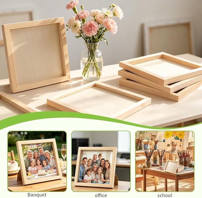 FSWCCK 5 Pack 9 x 9 inch Wood Panel Boards, Unfinished Wood Canvas Panels for Crafts, Painting Canvas, DIY Art Projects, Pouring, Arts Use with Oils, Acrylics