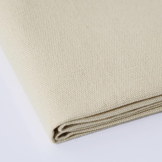 10oz Heavy Duty Cotton Canvas Fabric 60" x 40", Thick Cotton Duck Cloth for Painting, Sewing, Crafts, Tote Bags, Embroidery, Home Decor, Drop Cloth (Beige)