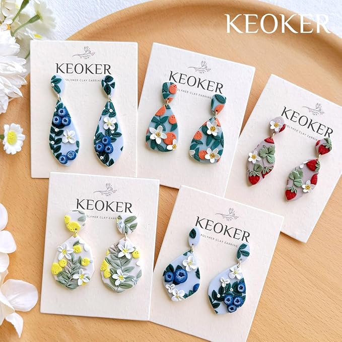KEOKER 10 Organic Shape Clay Earring Cutters, Clay Cutters for Polymer Clay Jewelry, Earring Cutters for Polymer Clay (B)