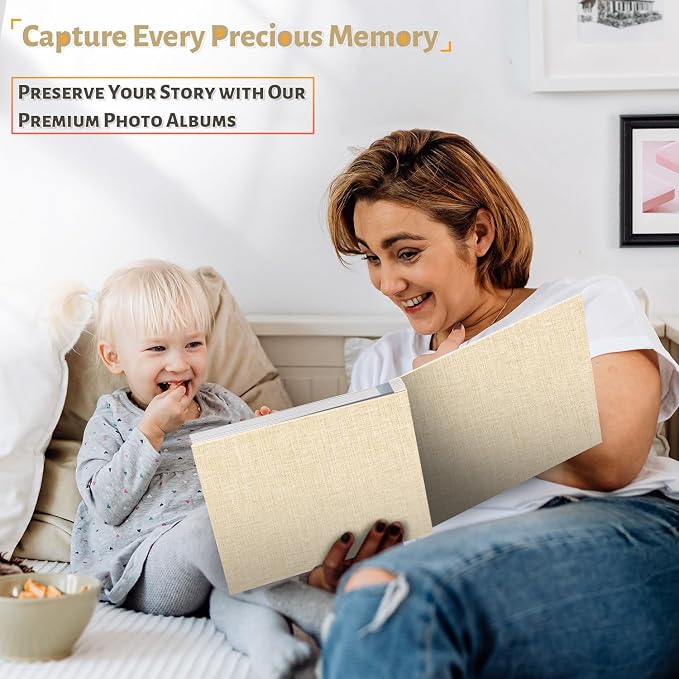 Artfeel Photo Album Self Adhesive Scrapbook,60 Pages Large Photo Book for 4x6,5x7,8x10 Pictures,DIY Album for Baby Wedding Family Travel Birthday,with Metallic Pen and Scraper