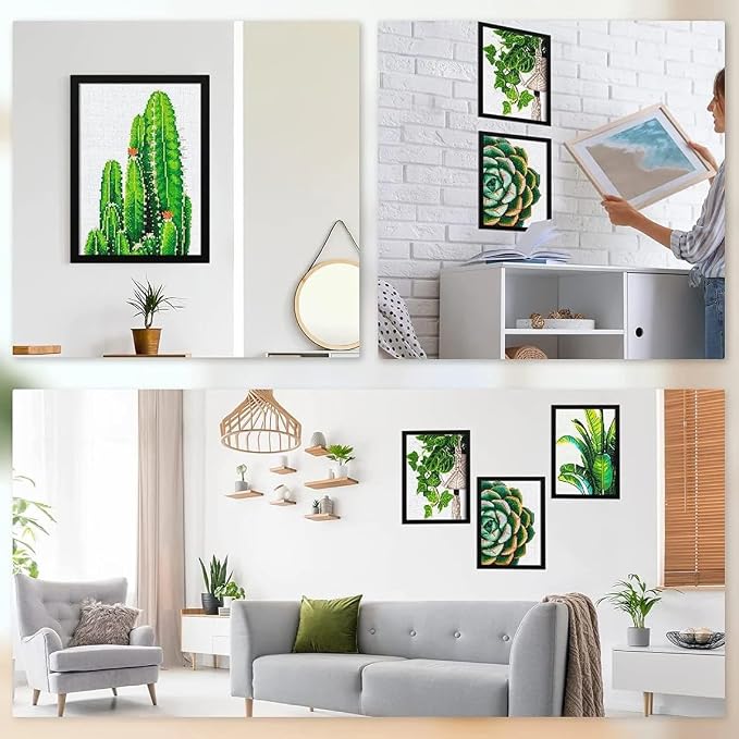 12x16 inch Diamond Art Frame for 30 x 40cm Diamond Painting, Horizontal and Vertical Formats for Wall Hanging, 10 x 14 Wall Gallery Poster Photo Frame with Durable Shatter Resistant- 4 Pack (Black)