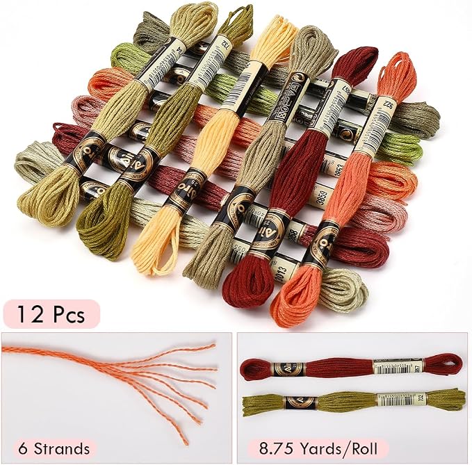 12 Skeins 105 Yards Variegated Embroidery Floss Thread for Craft