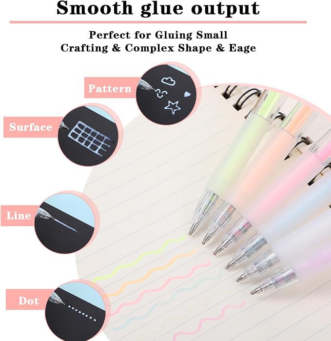 24Pcs Quick Dry Glue Pen Ballpoint Roller Glue Pen, Apply Glues Like Writing Easy Precise Control Fine Tip Tacky Pens Classroom Supplies for Crafting Scrapbook Card Making Foil Calligraphy Artist