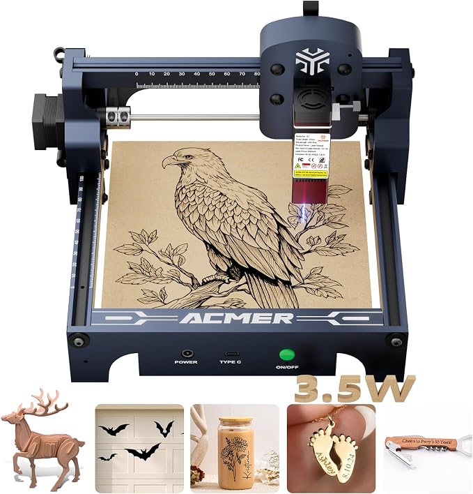 ACMER S1 Laser Engraver Machine, 3500mW Lazer Cutter for Wood and Acrylic