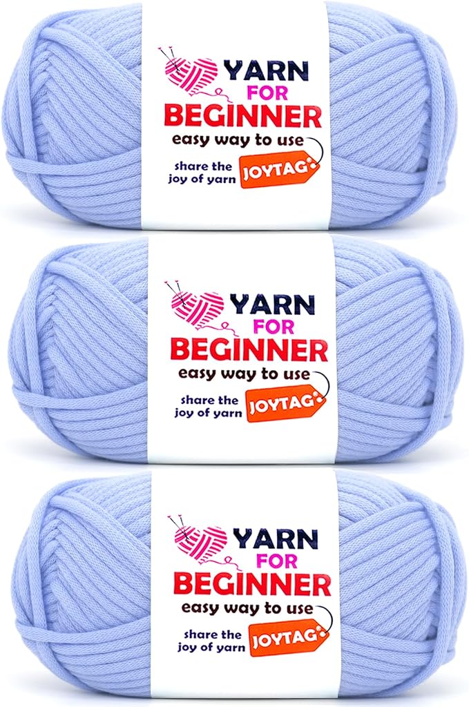 Lavender Yarn for Crocheting and Knitting Cotton Crochet Knitting Easy Yarn for Beginners with Easy-to-See Stitches(3x50g)