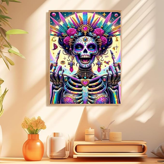 Skull Paint by Numbers Kit for Adults, Adult Paint by Number Kits 16x20 in | Paint by Numbers Kit for Adults, Acrylic Painting by Numbers, DIY Arts and Crafts for Gifts or Home Decor
