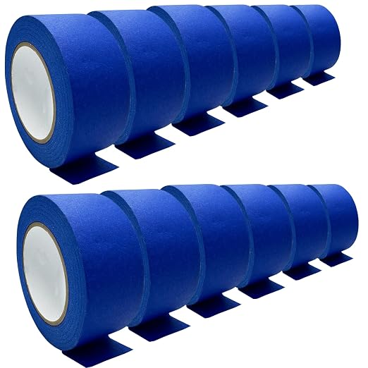 SmaringRobot Premium Blue Painters Tapes, Paint Tape, No Residue & Easy Removal, Painting Tape for Painter, DIY Paper Arts & Crafts, Spraying Drywall Paint, 12PCS 1.88 Inches x 60.1 Yd Painter's Tape
