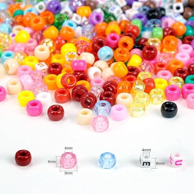 Dowsabel Friendship Bracelet Making Kit, Pony Kandi Beads & 11 Different Beads, 8 Colors Nylon Thread, DIY Jewelry & Craft Gifts