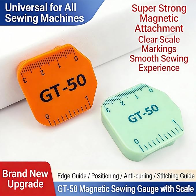 4 PCS Magnetic Seam Guide for Sewing Machine,Multifunctional Polygonal Hemmer Guide with Scale,Universal Sewing Quilting Supplies Accessories Tools