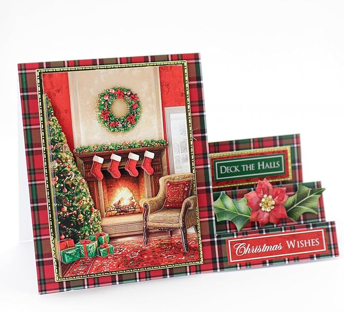 Katy Sue Deck The Halls Die-Cut Decoupage Pack. 12 Pre-Cut Die-Cut Decoupage Sheets for Christmas Card Making Supplies & Card Toppers Featuring Christmas Stocking, Jingle Bells & Holiday Scenes