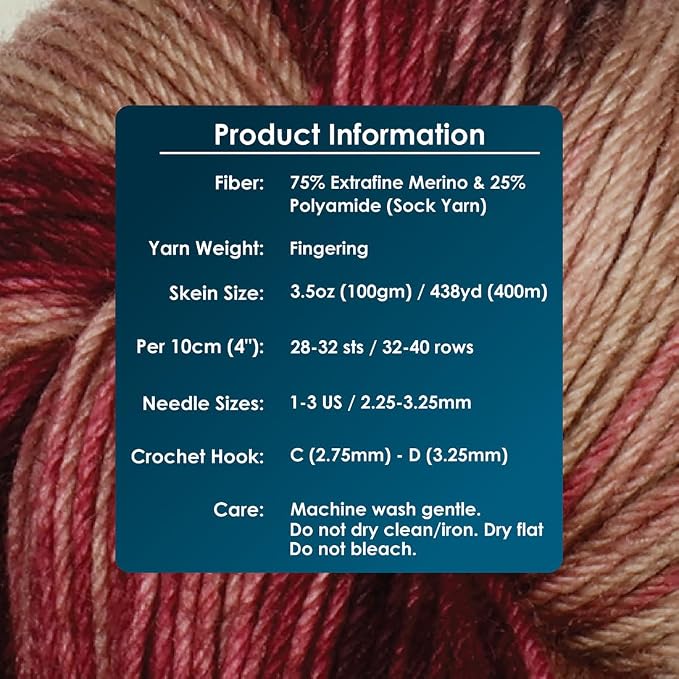 KnitPro Symfonie Fingering Weight Merino Wool Yarn 100g, Cafe Rose