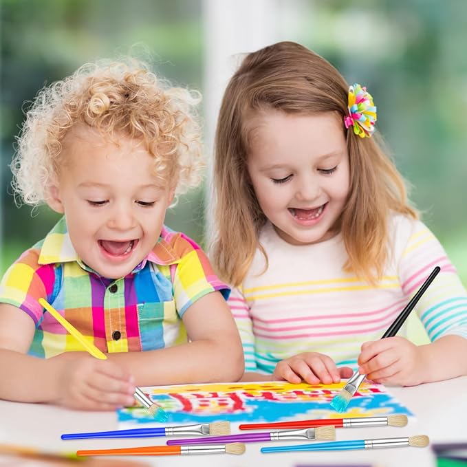 YGAOHF Paintbrushes Kids, 22 Pcs Round & Flat Toddler Kids Paint Brushes, Chubby Paint Brushes for Kids Bulk, Preschool Paint Brush for Acrylic Oil Watercolor Washable Paint Kit, Easy Hold & Clean