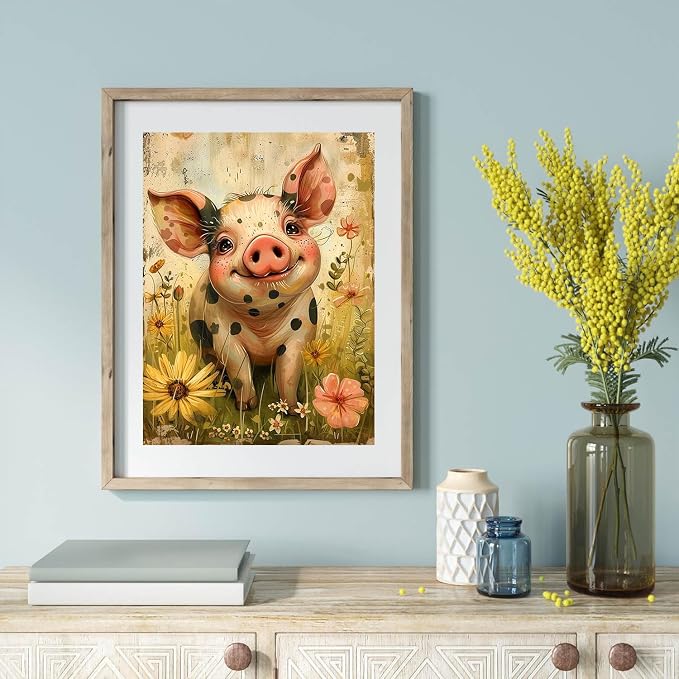 ijbnhd Diamond Art Kits for Adults Cute Pig 12X16in