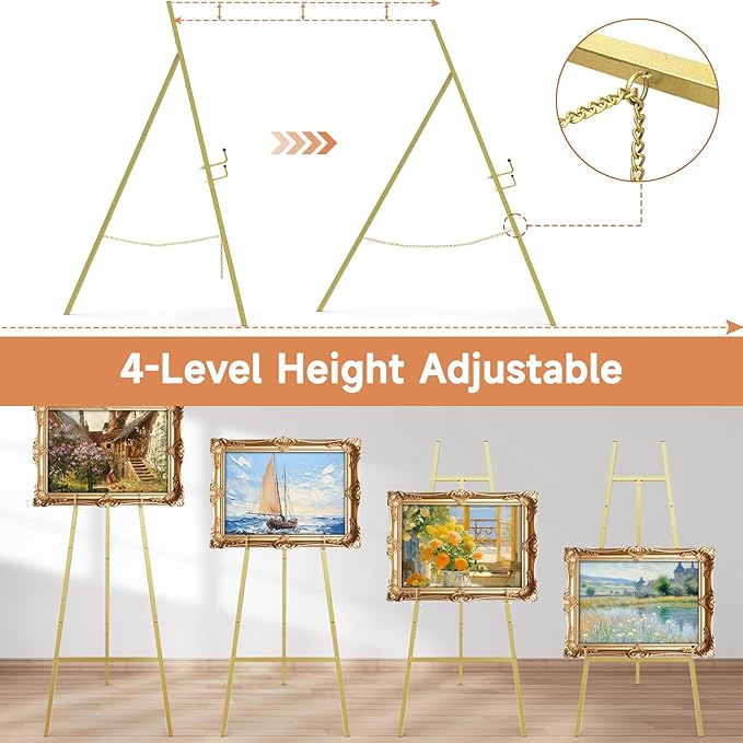 Gold Easel Stand for Sign, Heavy Duty Display Easel for Wedding & Poster