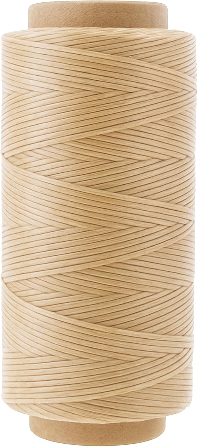Mandala Crafts 150D 0.8mm Natural Flat Waxed Thread for Leather Sewing