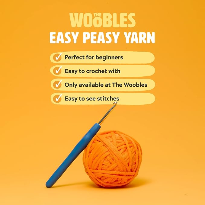 The Woobles Crochet Kit for Beginners (Kiki the Chick) | As seen on Shark Tank, Kit includes: Easy Peasy Yarn, pre-started piece, hook, safety eyes, stuffing, video tutorials
