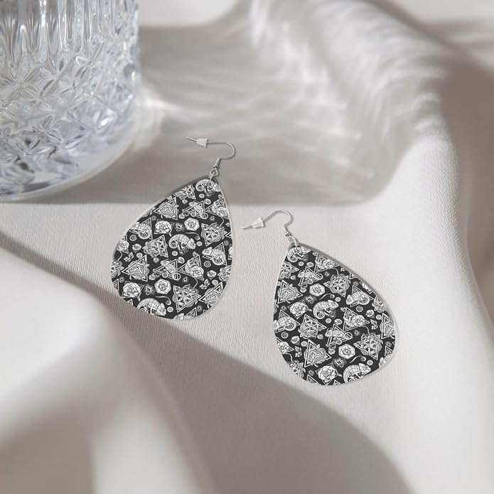 Math Formula Equation Black Drop-Shaped Earrings 2.2 x 1.5 Inches