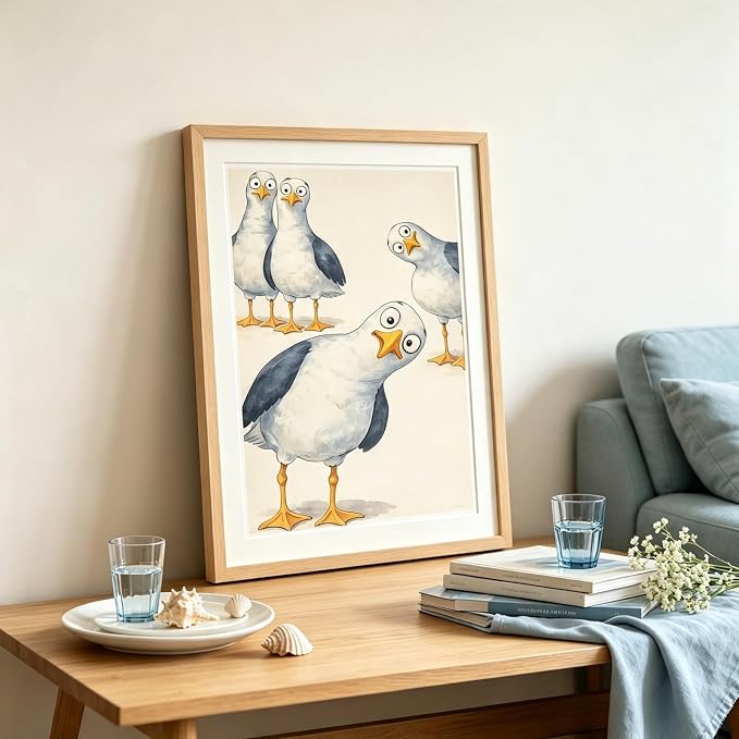 Animal Diamond Painting Kits for Adults,Cartoon Seagull Diamond Art Kits | DIY Full Round Drill Gem Painting Cute Funny Bird Paint by Diamonds Relaxing Craft for Cartoon Home Wall Decor 12x16In