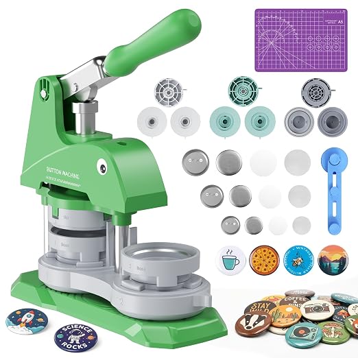 Button Maker Machine 3 Sizes, DIY Pin Maker Machine 1+1.25+2.25 inch, Interchangeable Button-Models Badge Button Press Machine with 300 Sets 25+32+58mm Button Maker Supplies&Circle Cutter 2026 Upgrade