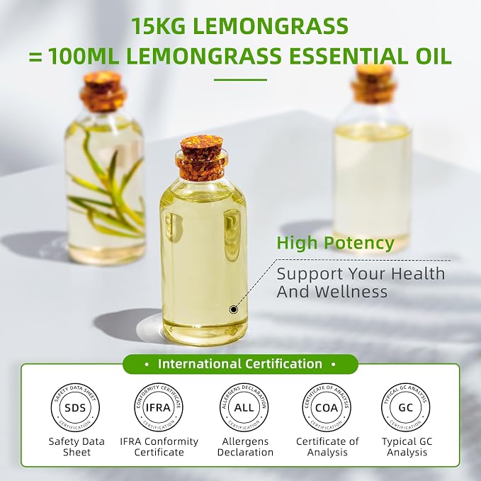 HIQILI Lemongrass Essential Oil Large Capacity for Body Massage