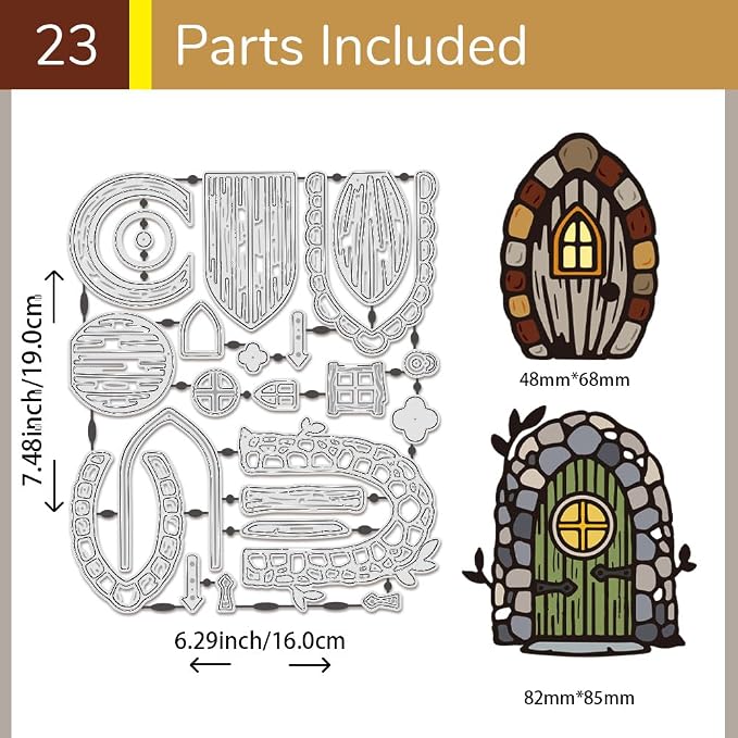 UNICRAFTALE 23Pcs Fairy Door for Tree Cutting Dies for Card Making Elf Door Embossing Die Cuts Carbon Steel Template Metal Greetings Die Cuts for DIY Scrapbooking Album Craft Home Decor