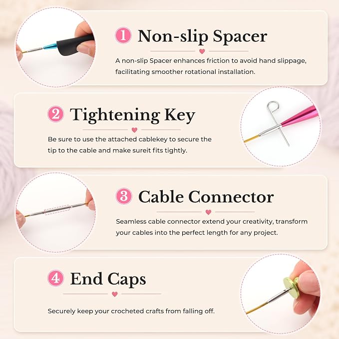 Katech 13 Pairs Interchangeable Circular Knitting Needles (3.0mm~10.0mm) | Knitting Needle Set with Flexible Cables-Perfect for Sweater/Beanie Hat/Blanket/Afghan/Socks-Ideal Gift for Beginners