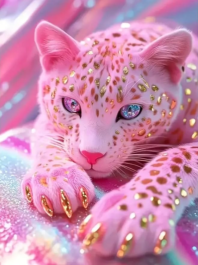 Diamond Art Kits for Adults Pink Leopard Diamond Painting Kit 12x16in