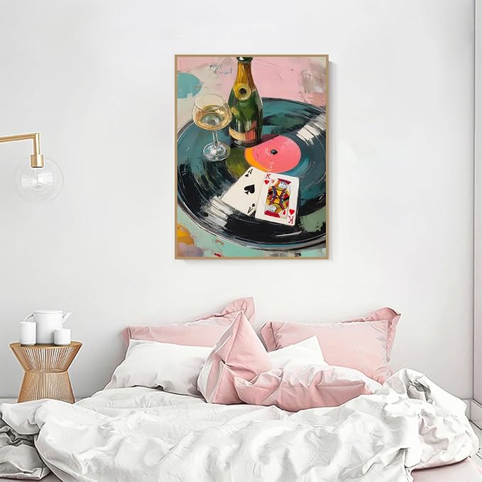 Pink Poker Diamond Art Kits for Adults Diamond Painting Kit for Beginner | 5D DIY Funny Cute Vintage Diamond Dots Full Drill Crafts for Gem Art Dot Art for Adults Home Wall Decor for Teens 12x16 in