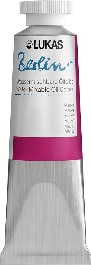 Lukas Berlin Pro Artists Water Mixable Oil Paint 37 ml Tube Mauve, Water Soluble, Lightfast Pigments, Quick Drying, Easy Clean-Up, Eco-Friendly, Professional Quality, 40 Color Range
