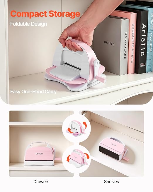 VEVOR Manual Die Cutting and Embossing Machine, 3" Opening, Portable Die Cut Machine Set with Cutting Dies, Embossing Folders, Paper Sheets, Cutting Plates, for Scrapbooking, Card Making, Crafting