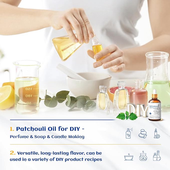 HIQILI Patchouli Essential Oil for Diffuser, Skin & Perfume