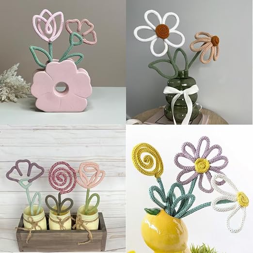 BoFUN Knitted Wire Art Kit for Adults &Teens, Flower Craft Set
