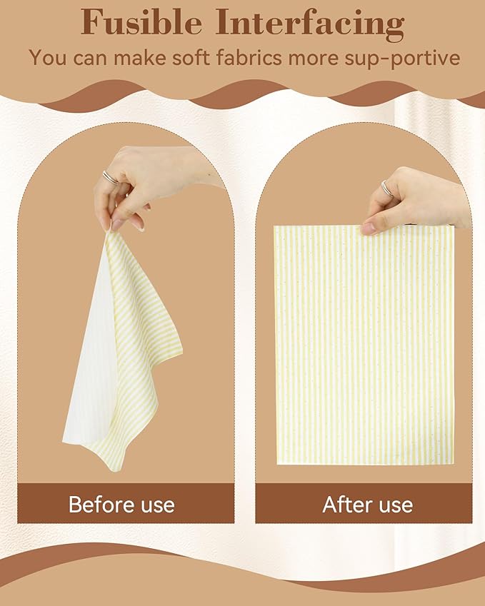 FIVEIZERO Medium Weight Non-Woven Fusible Interfacing for Sewing-12in×30yd