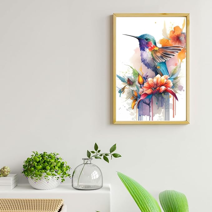 Ginkko Bird Framed Paint by Numbers Kit for Adults 8X 12 inch, Flowers | Beginners & Kids Ages 8-12, Flower DIY Acrylic Canvas Painting with Paints & Brushes, Original Art Decor Gift for Home Wall