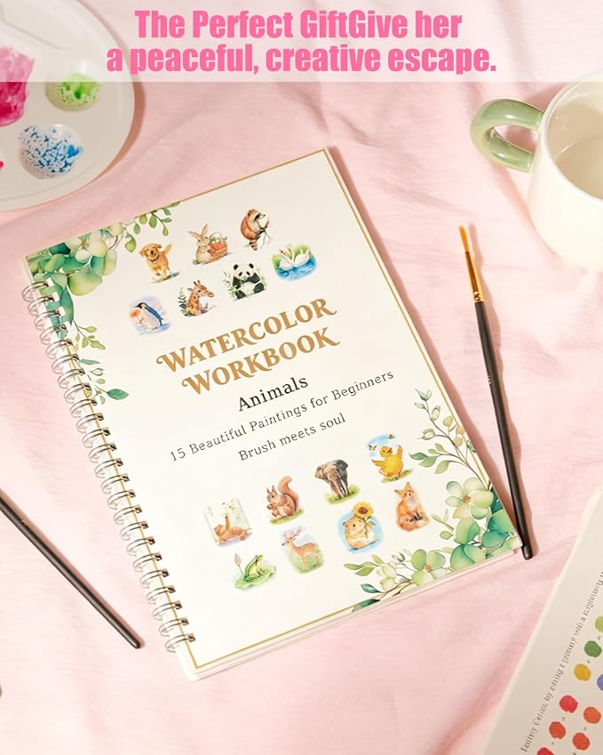 15 Beautiful Animal Watercolor Workbook for Adults Beginner